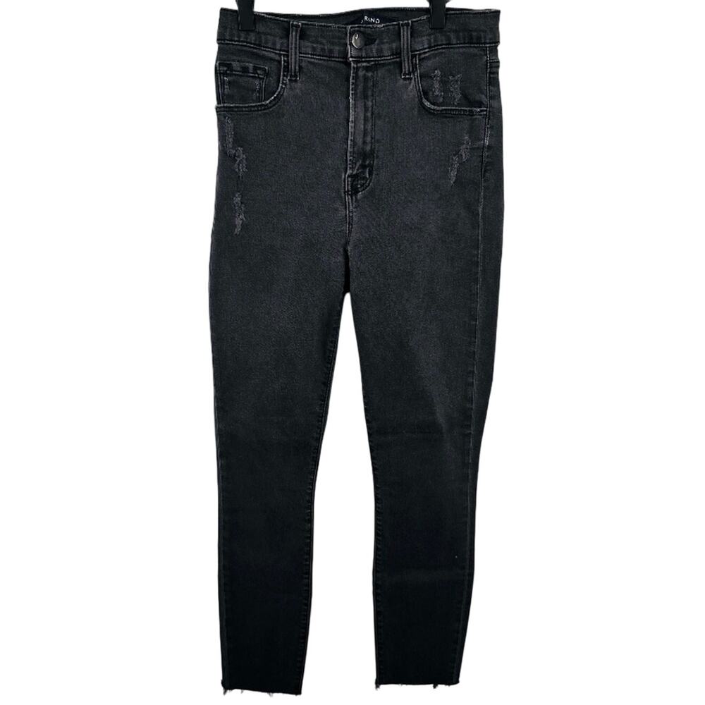 J Brand Carolina Gray High Rise Raw Hem Skinny Jeans 26